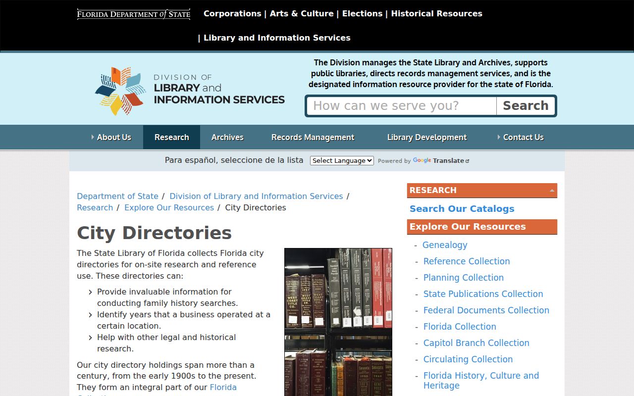 Rockledge city directory collection at the Florida State Library