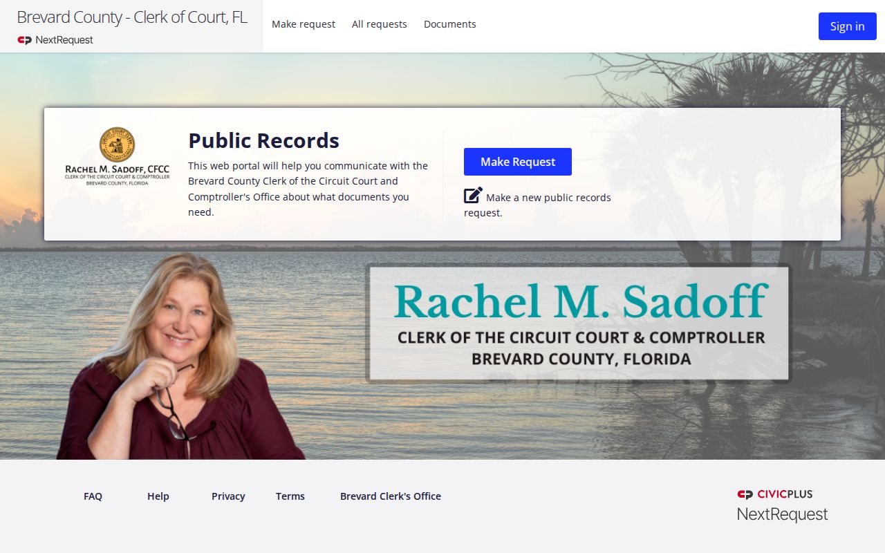 Brevard Clerk NextRequest portal for Rockledge property record requests