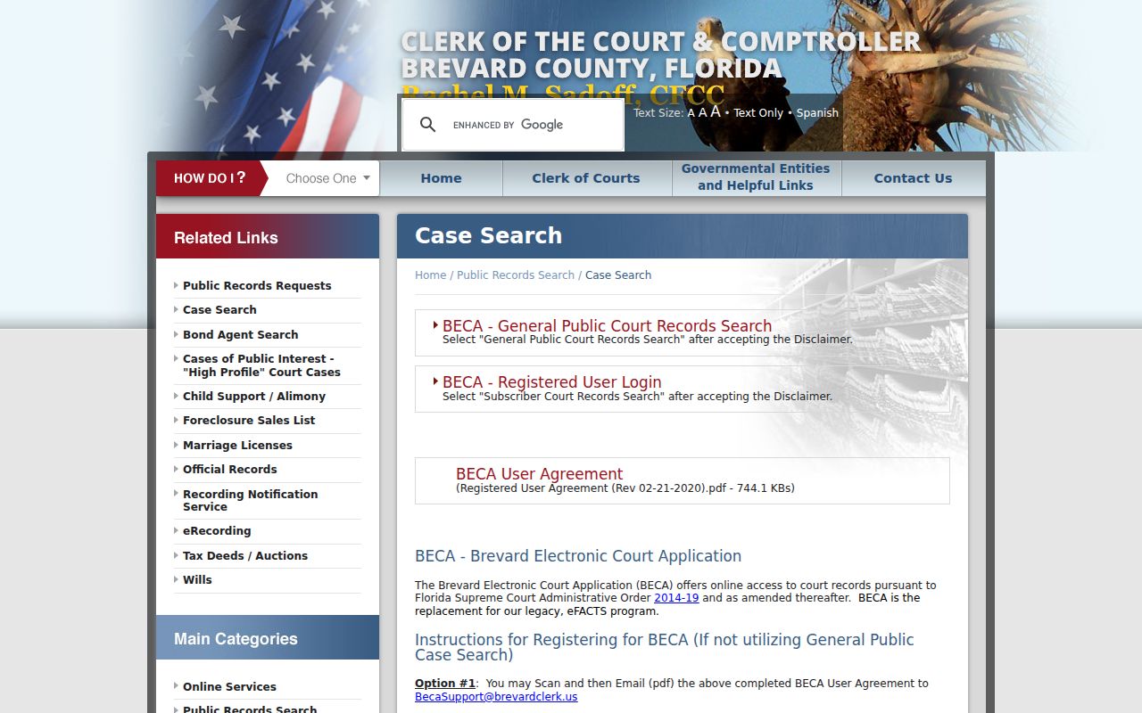 Brevard Clerk case search guide for Rockledge court research